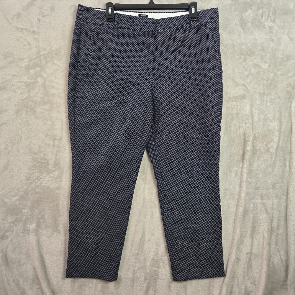 Talbots Petites Newport Women's 16P Navy Blue Geometric Stretch Ankle Pants